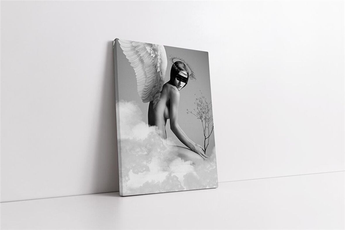 Siyah Beyaz Melek Kanvas Tablo