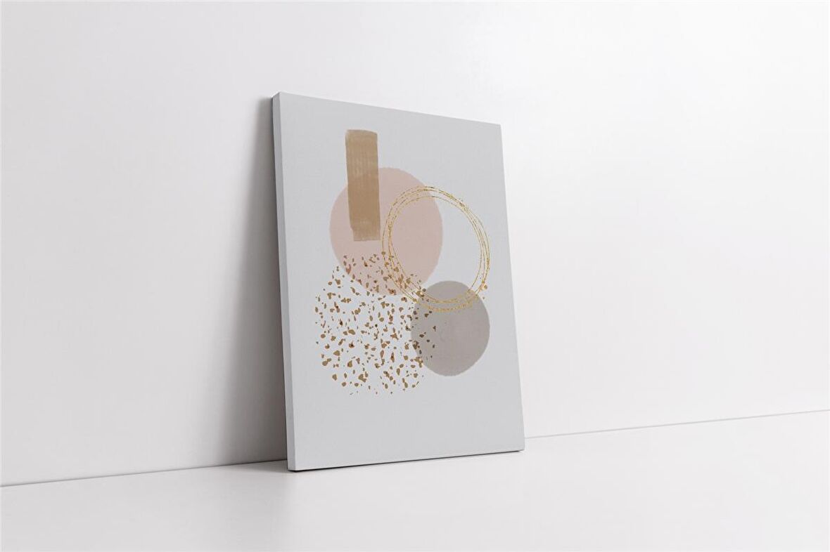 Line Art Bej Soyut Kanvas Tablo