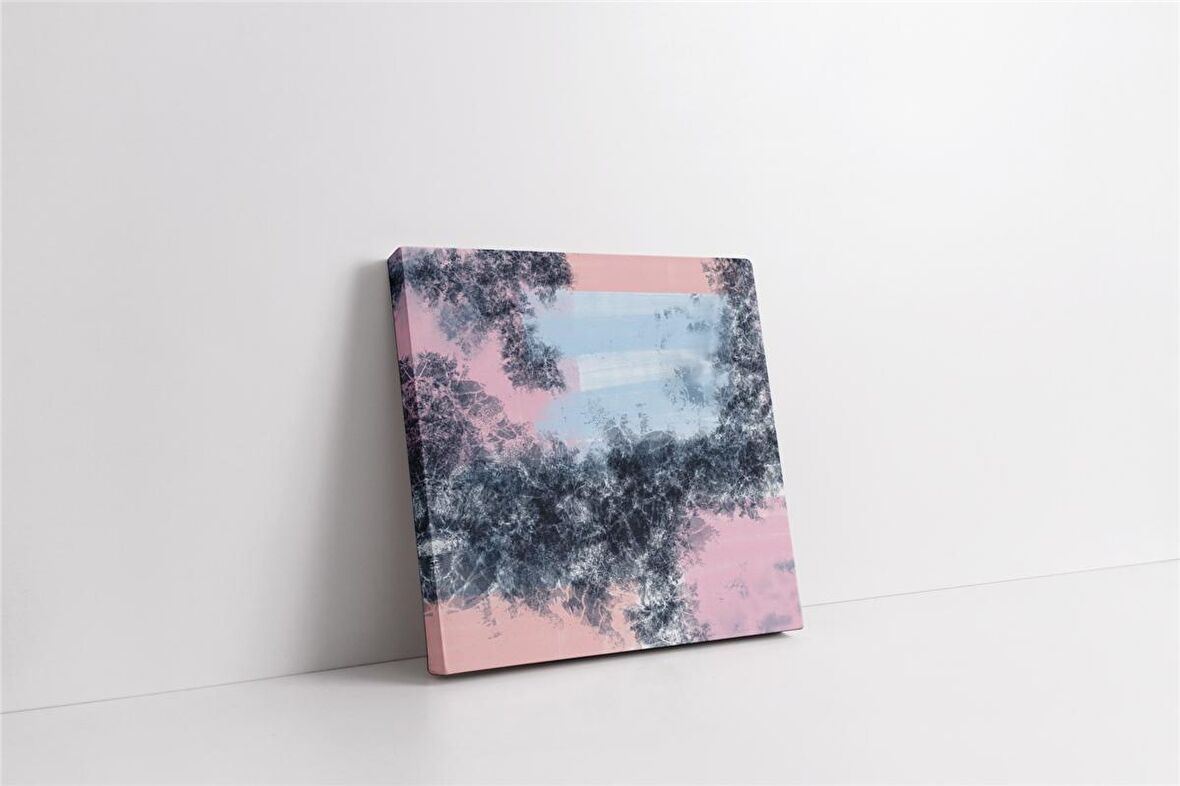 Pembe Gri Soyut Kanvas Tablo
