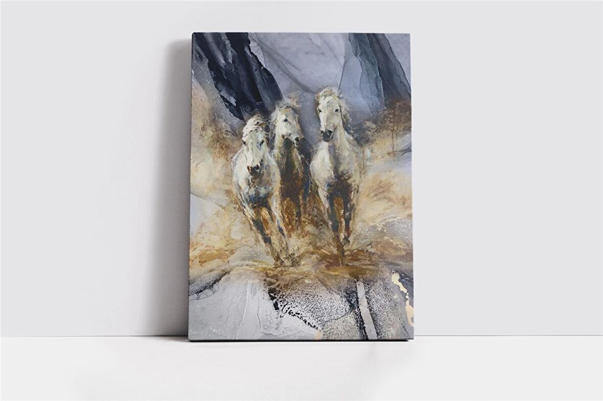 Koşan Atlar Manipülasyon Kanvas Tablo