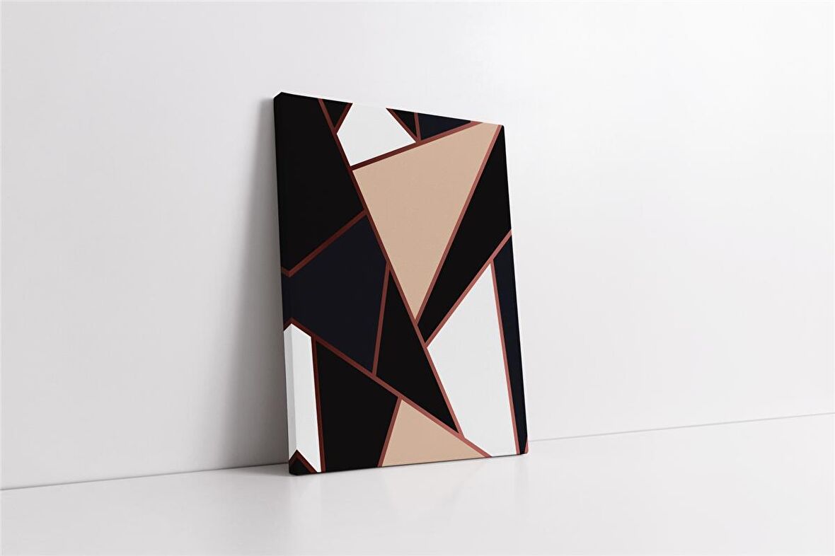 Siyah Bej Soyut Kanvas Tablo