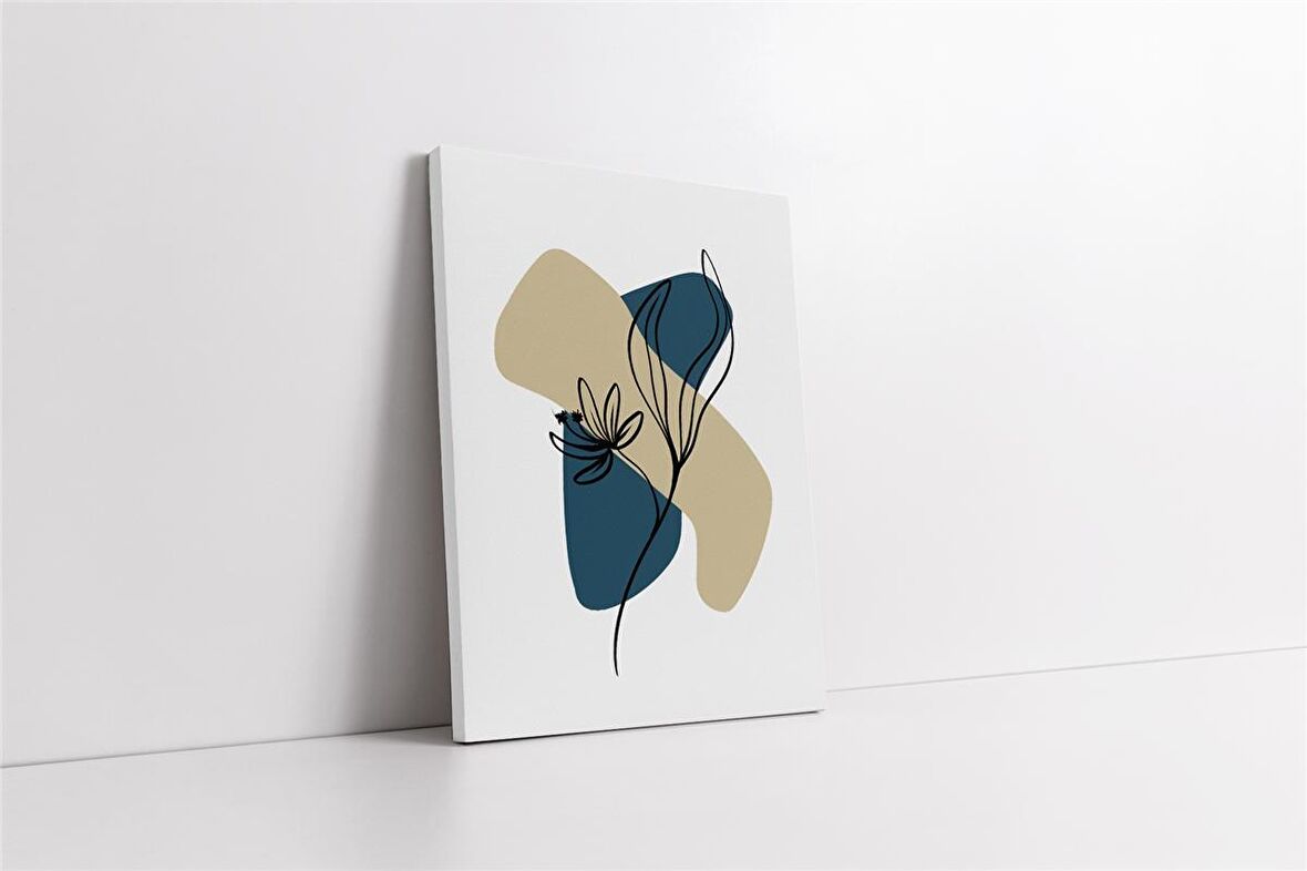 Line Art Çiçek Kanvas Tablo