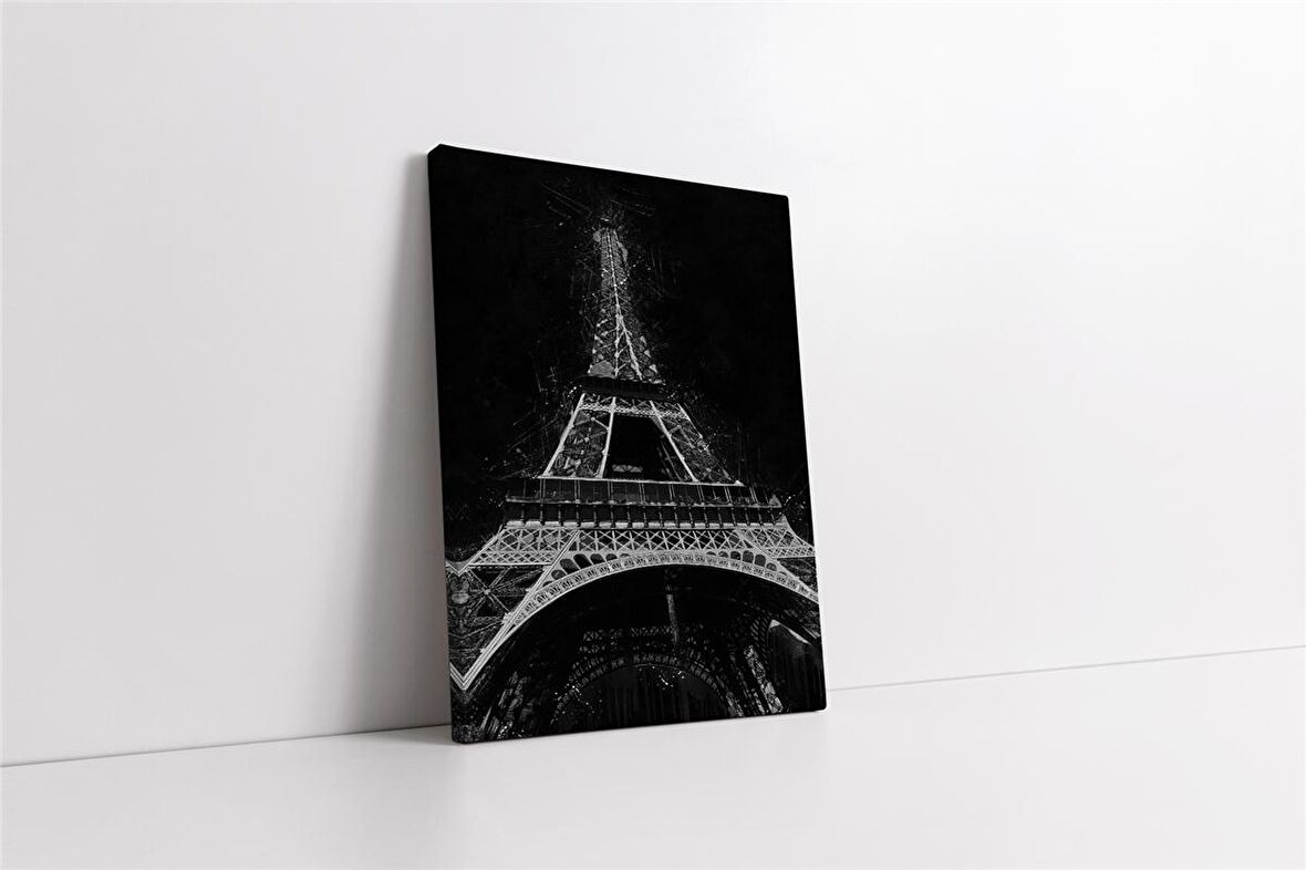 Siyah Beyaz Eyfel Kulesi Kanvas Tablo