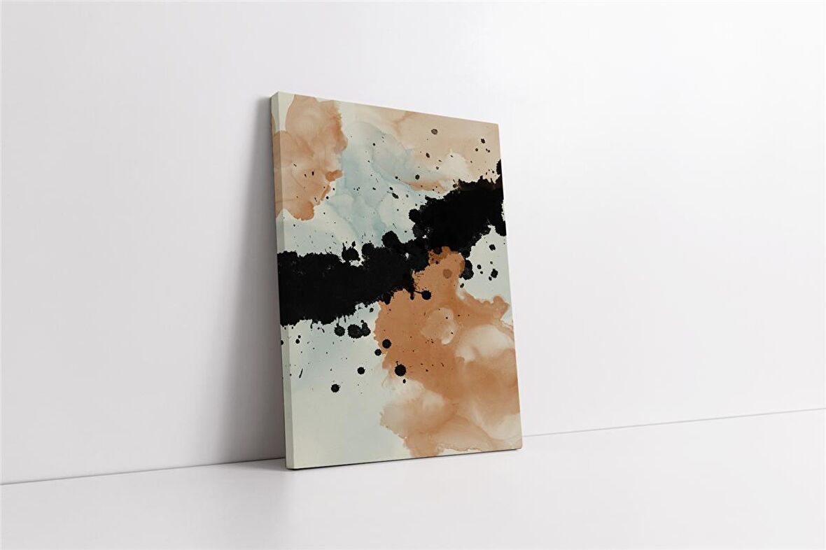 Soyut Siyah Turuncu Kanvas Tablo