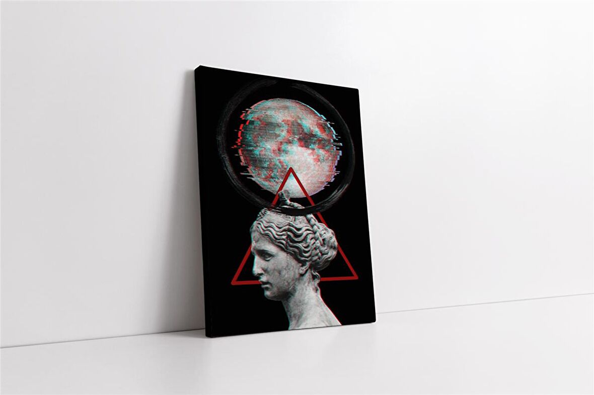 Heykel ve Ay Modern Tasarım Kanvas Tablo