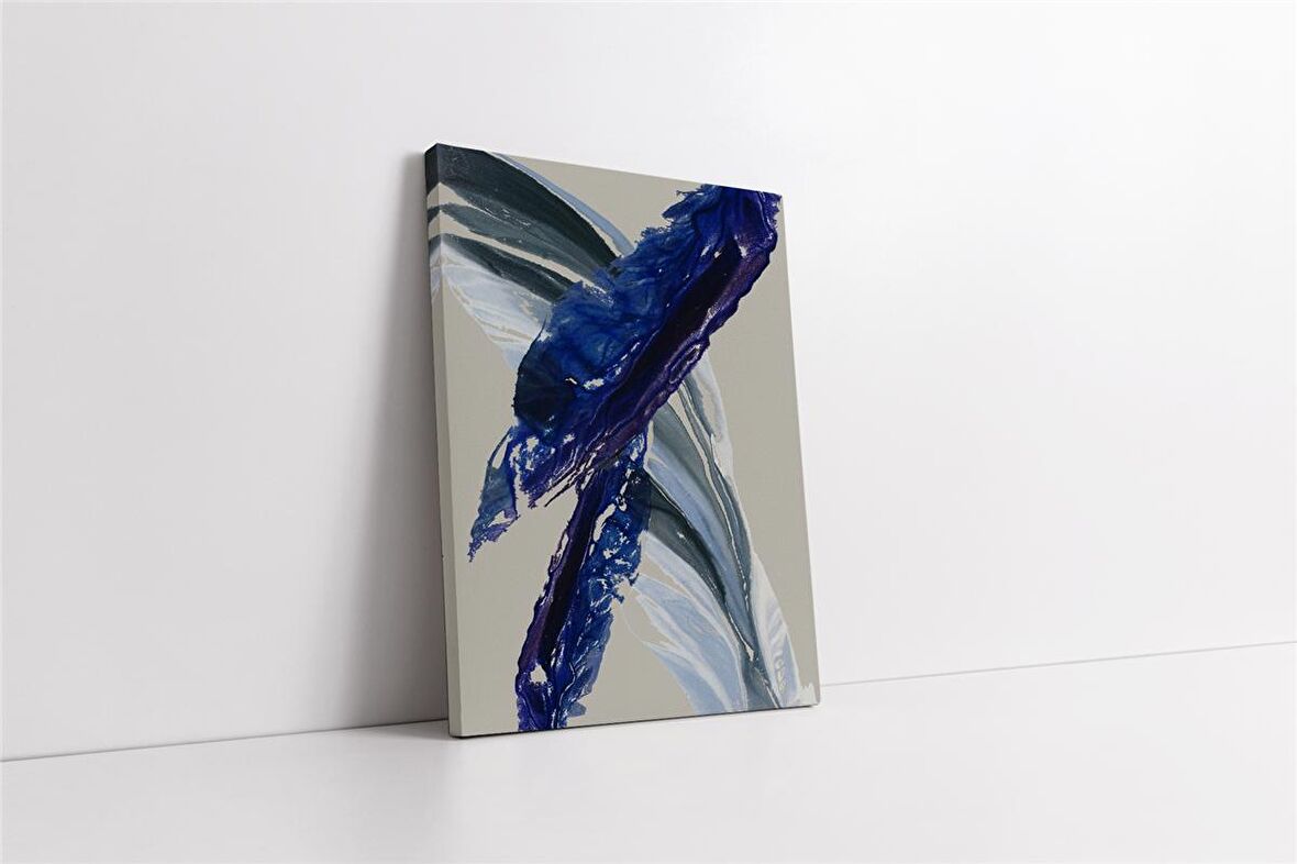 Mavi ve Gri Tonları Soyut Kanvas Tablo