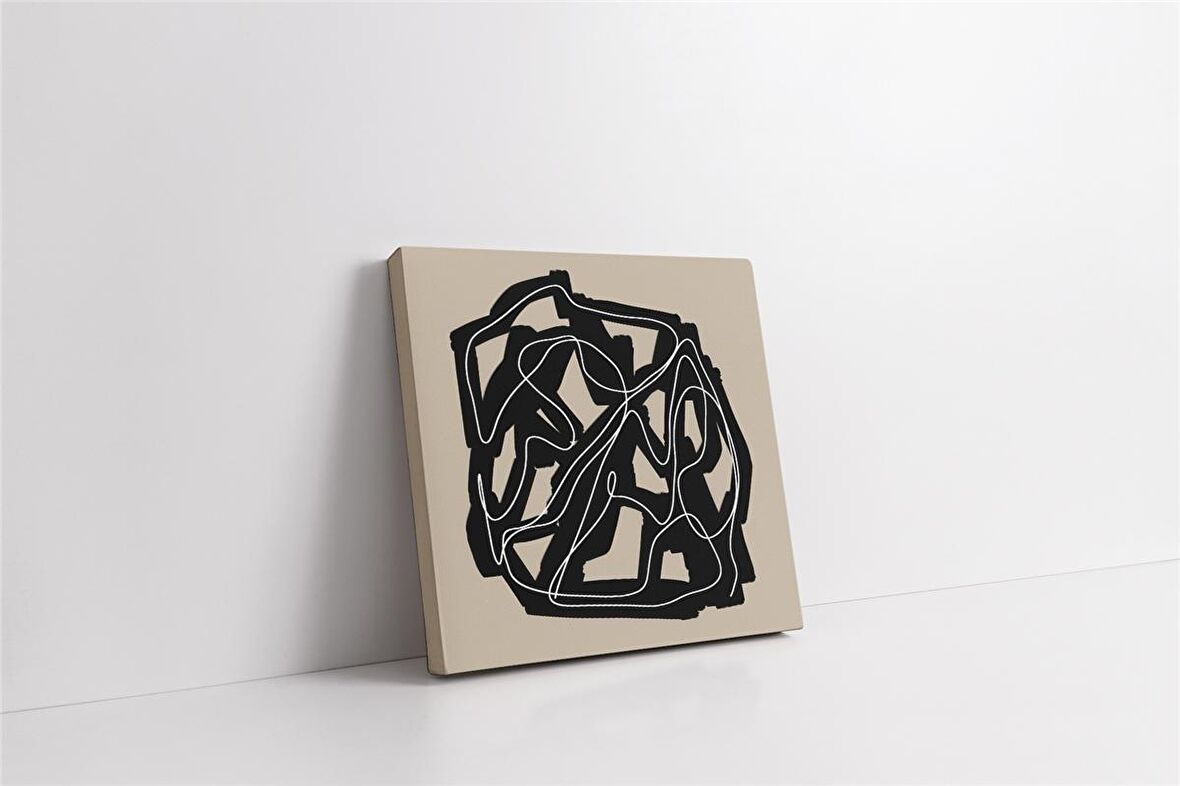 Siyah Krem Soyut Kanvas Tablo