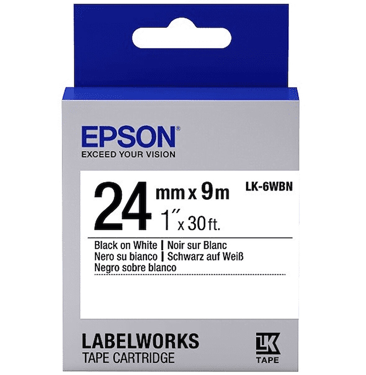 Epson LK-6WBN  Standart Etiket Kartuşu Siyah Beyaz 24 mm
