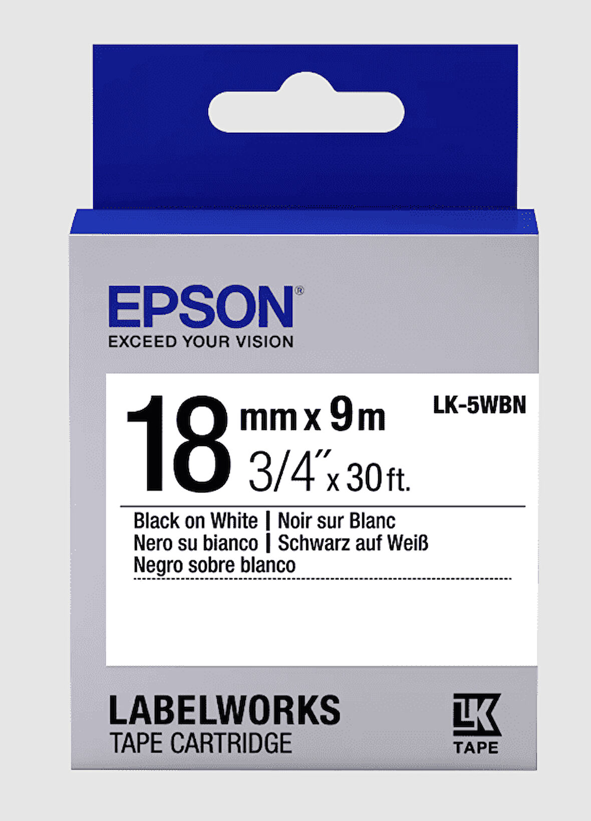 Epson LK-5WBN  Etiket Kartuşu Siyah / Beyaz 18 mm