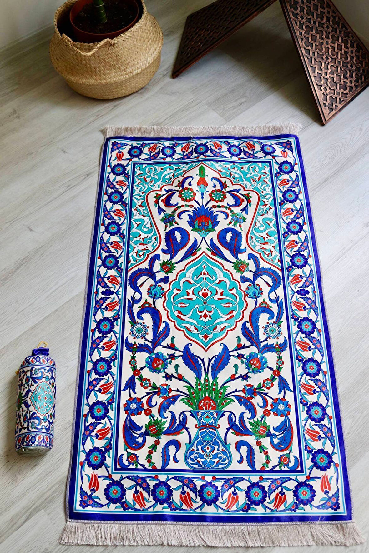 Ebru Desenli İpek Dokulu Keseli Seccade S1001