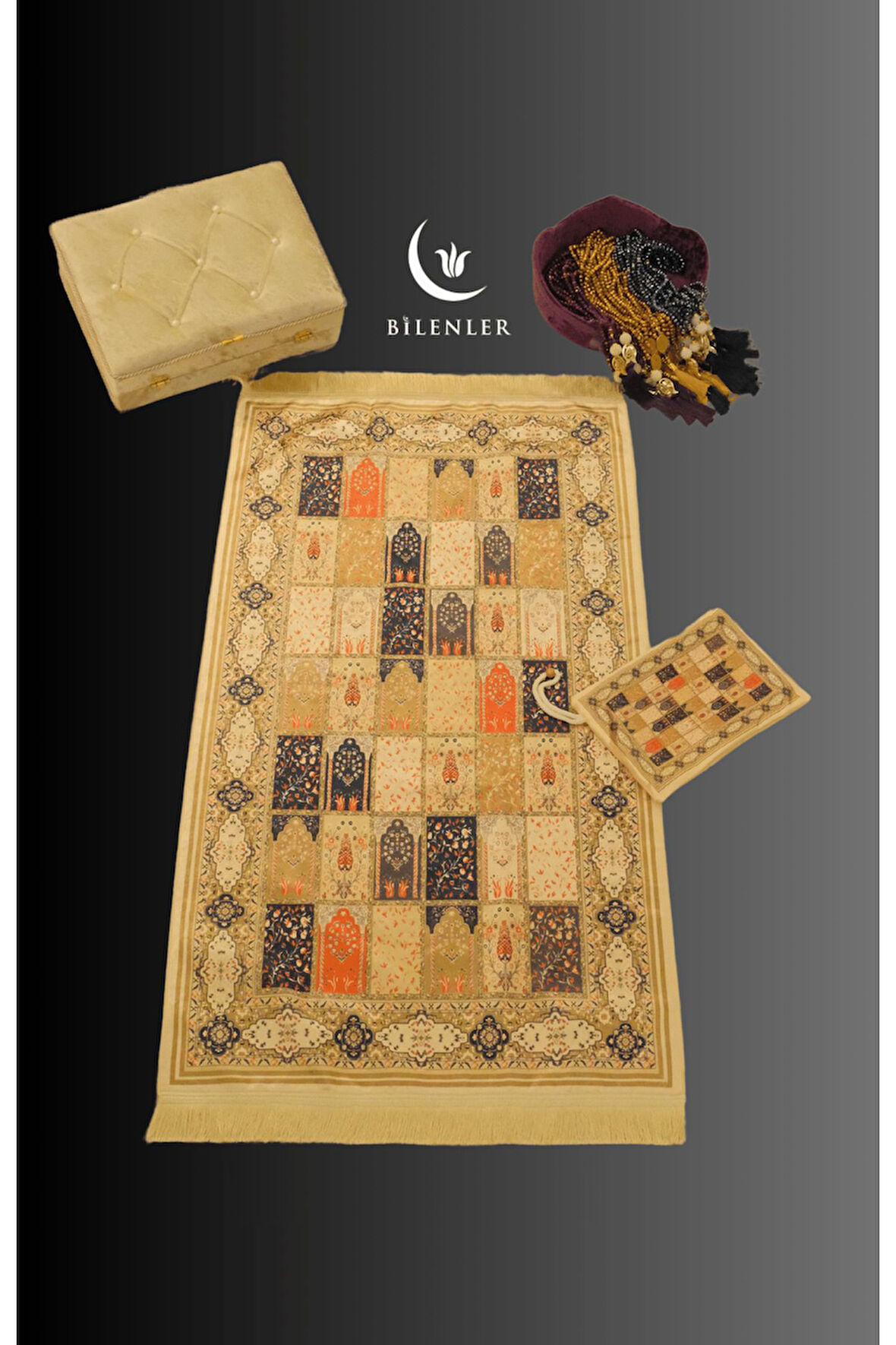 Taşınabilir İpek Dokulu Keseli Seccade