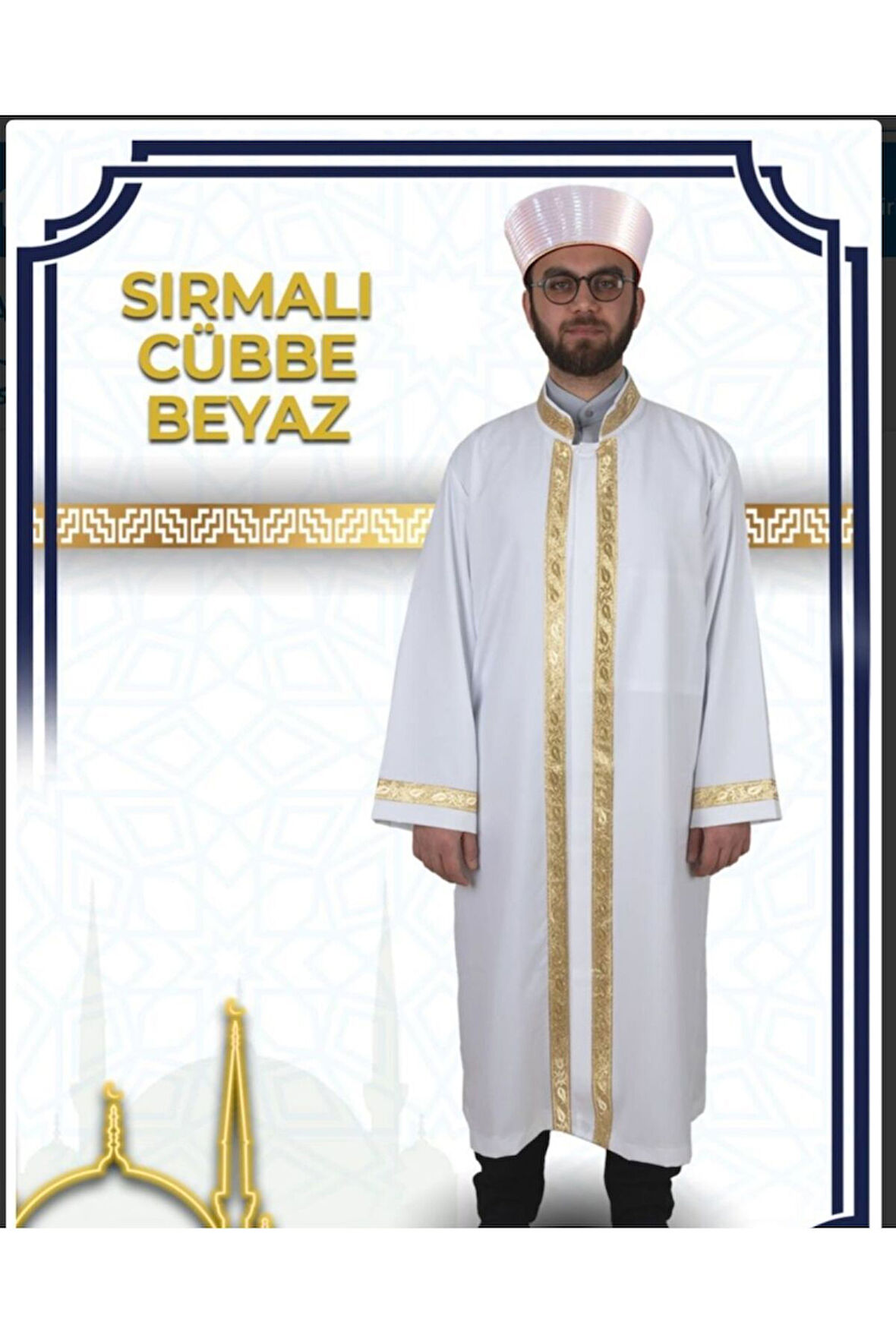 Sırmalı Beyaz İmam Cübbe