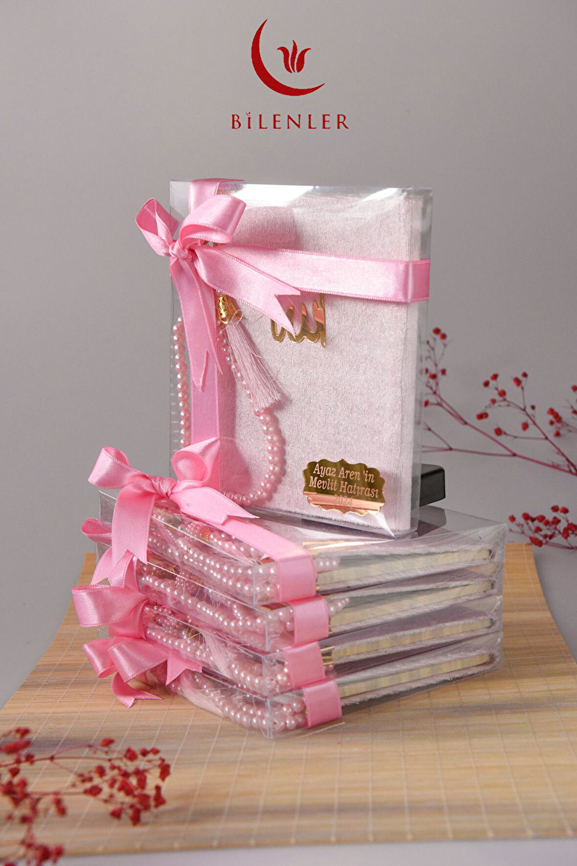 Kutulu Kadife Yasin Ve Tesbih Seti 1 Adet- Pembe