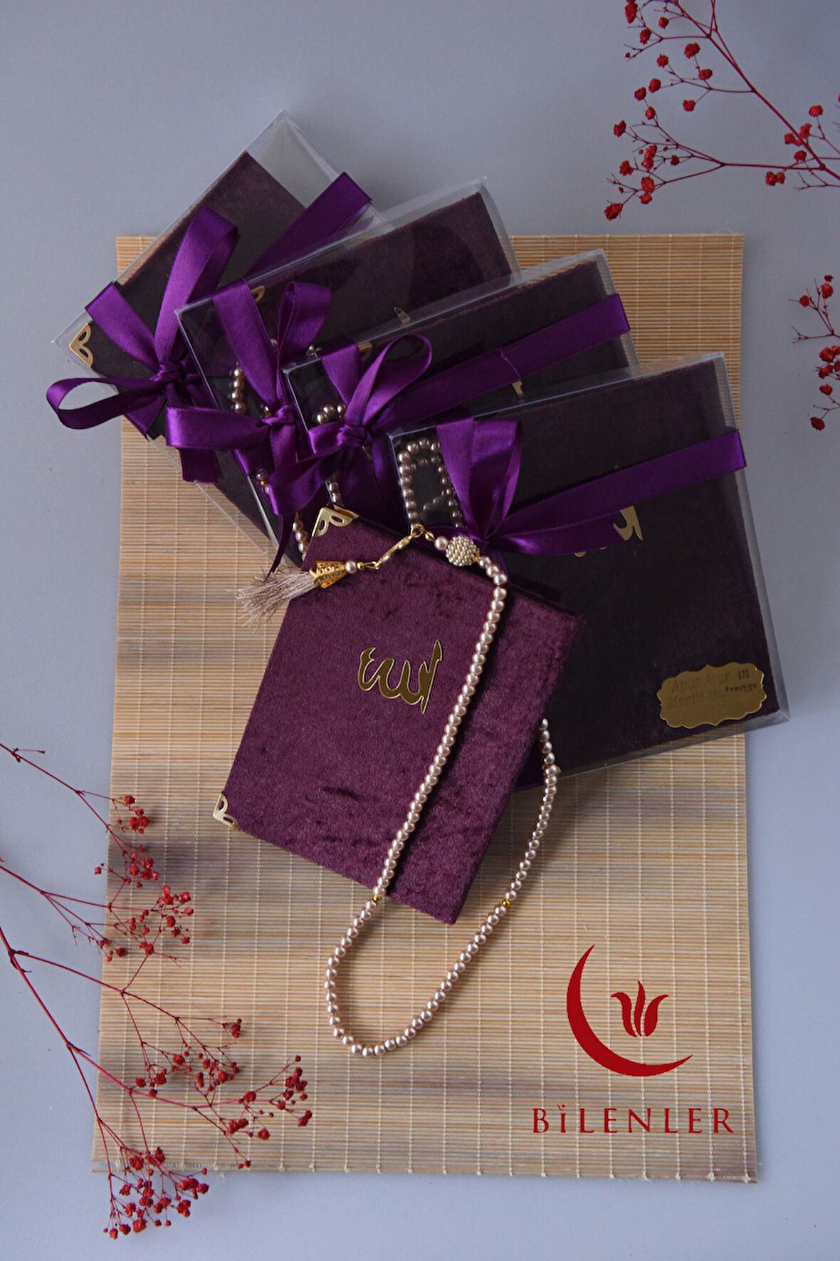 Hediyelik- Mevlitlik Kutulu Kadife Yasin ve İnci Tesbih Seti 20 Adet