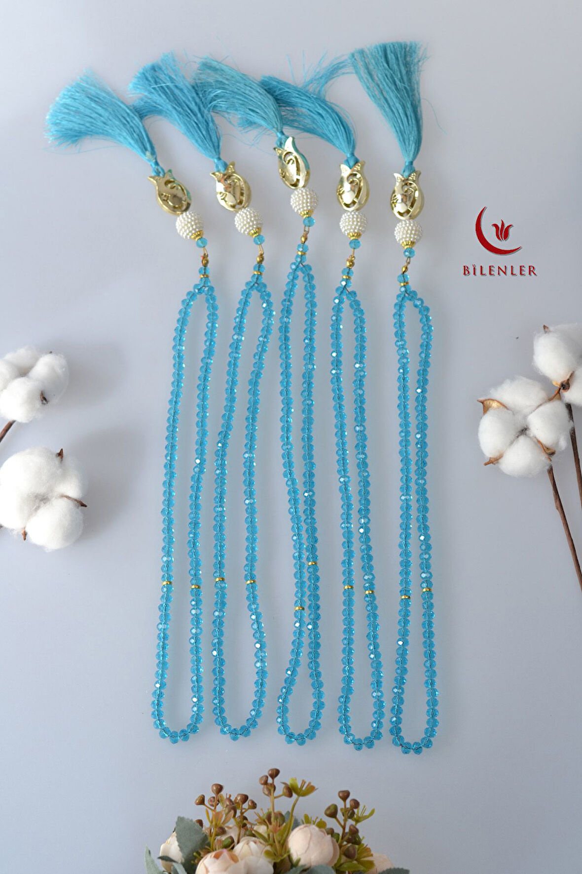 Hediyelik Mevlitlik Kristal Tesbih 99'lu Lale İmameli 5 Adet