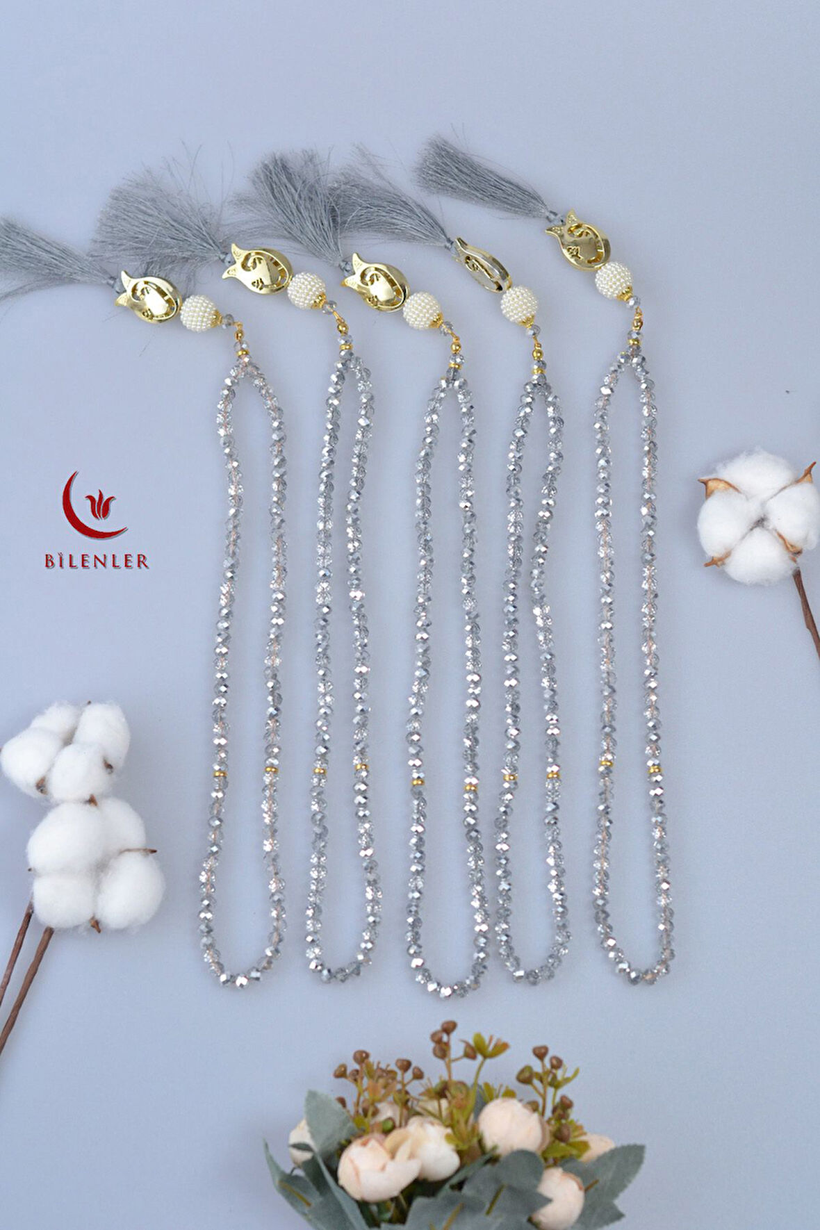 Hediyelik Mevlitlik Kristal Tesbih 99'lu Lale İmameli 5 Adet