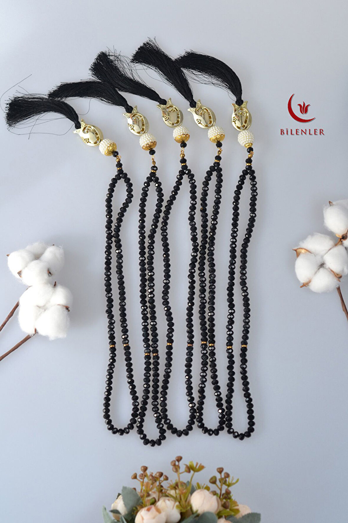 Hediyelik Mevlitlik Kristal Tesbih 99'lu Lale İmameli 5 Adet