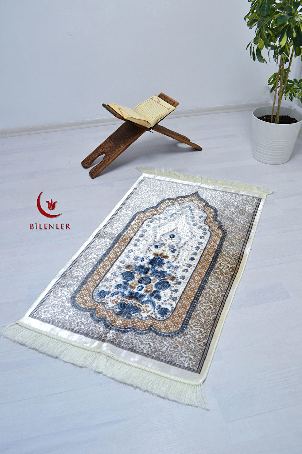 Lüks Hediyelik Çeyizlik Simli Kadife Seccade