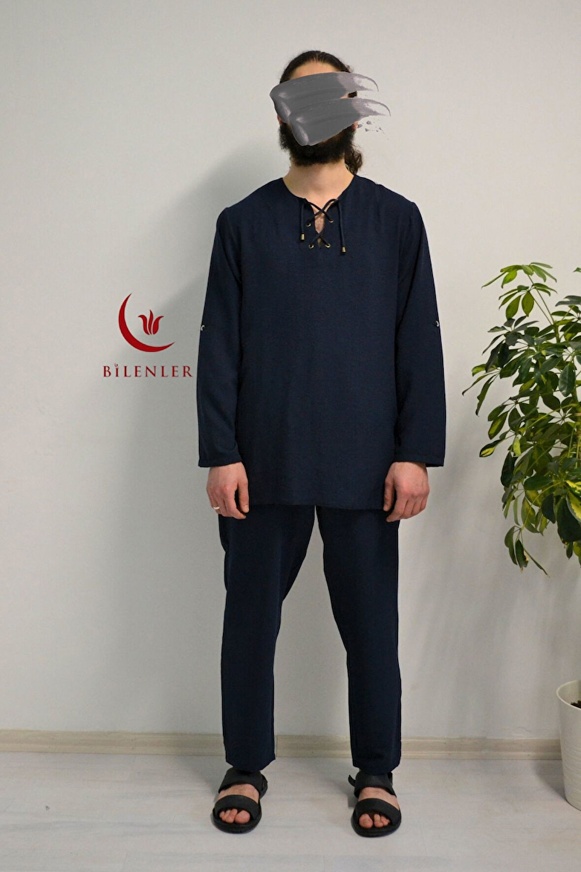 Hac ve Umre İçin Erkek Takım - Lastikli Pantolon & Dik Yaka Gömlek