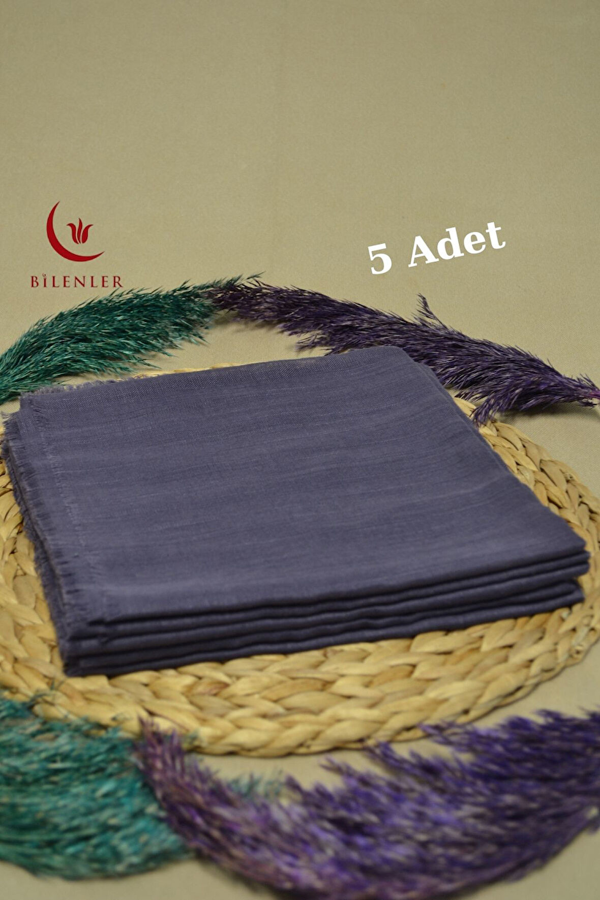 Flamlı Kare Pamuklu Eşarp 100x100cm (5 Adet)