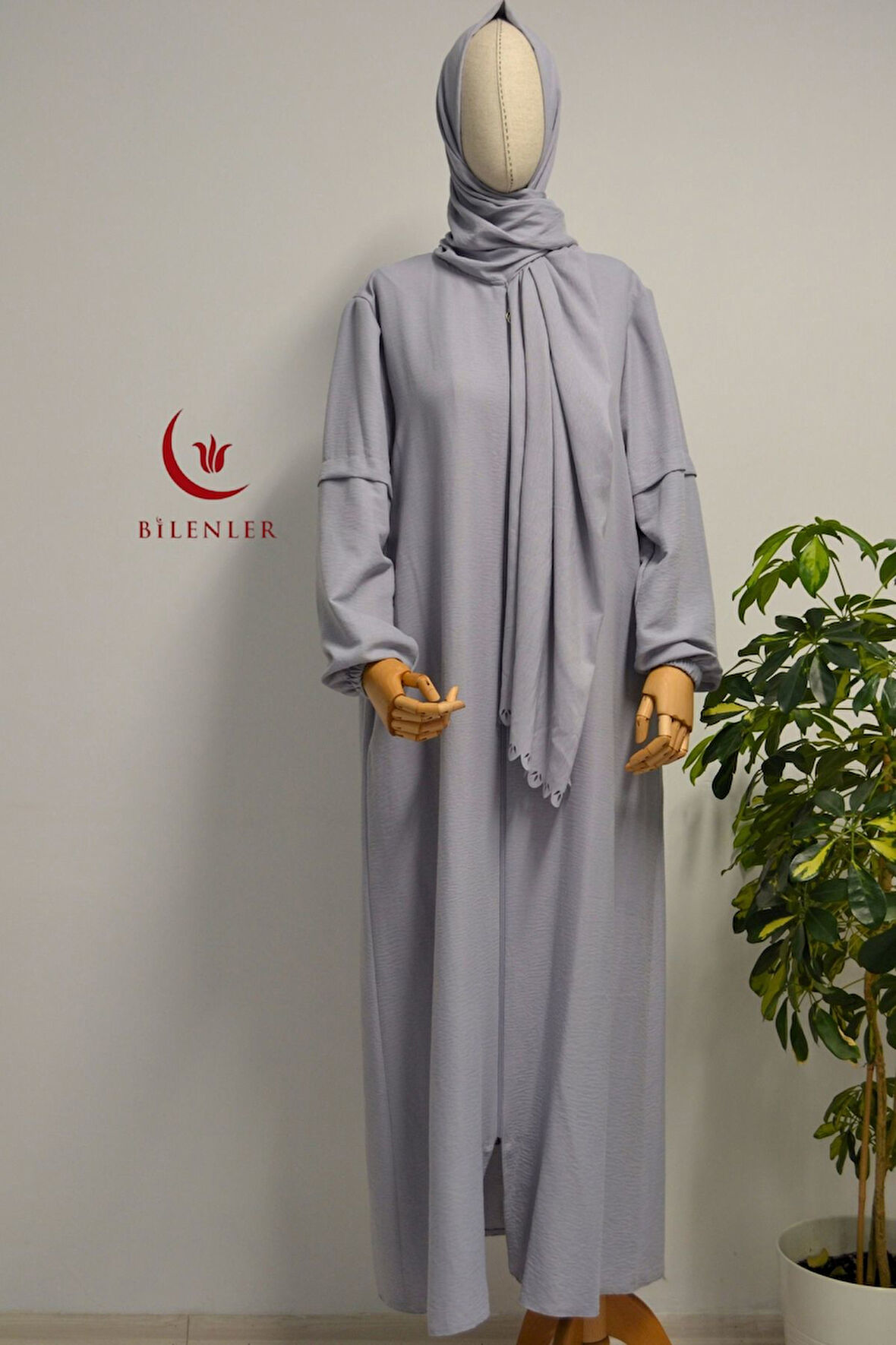 Kendinden Şallı Pamuklu Aerobin Kumaş Kadın Namaz Elbisesi / Ferace – 1-6 Beden Aralığı