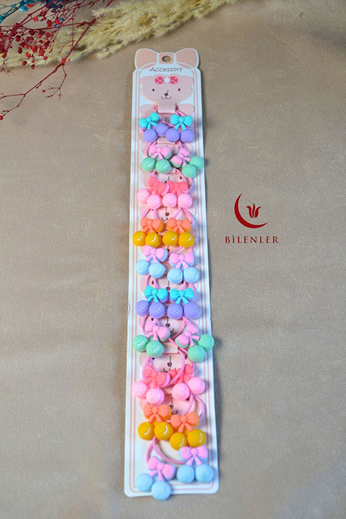 Renkli ve Figürlü 10 Çift Kız Çocuk Lastik Tokası – Sevimli ve Eğlenceli Saç Aksesuarları