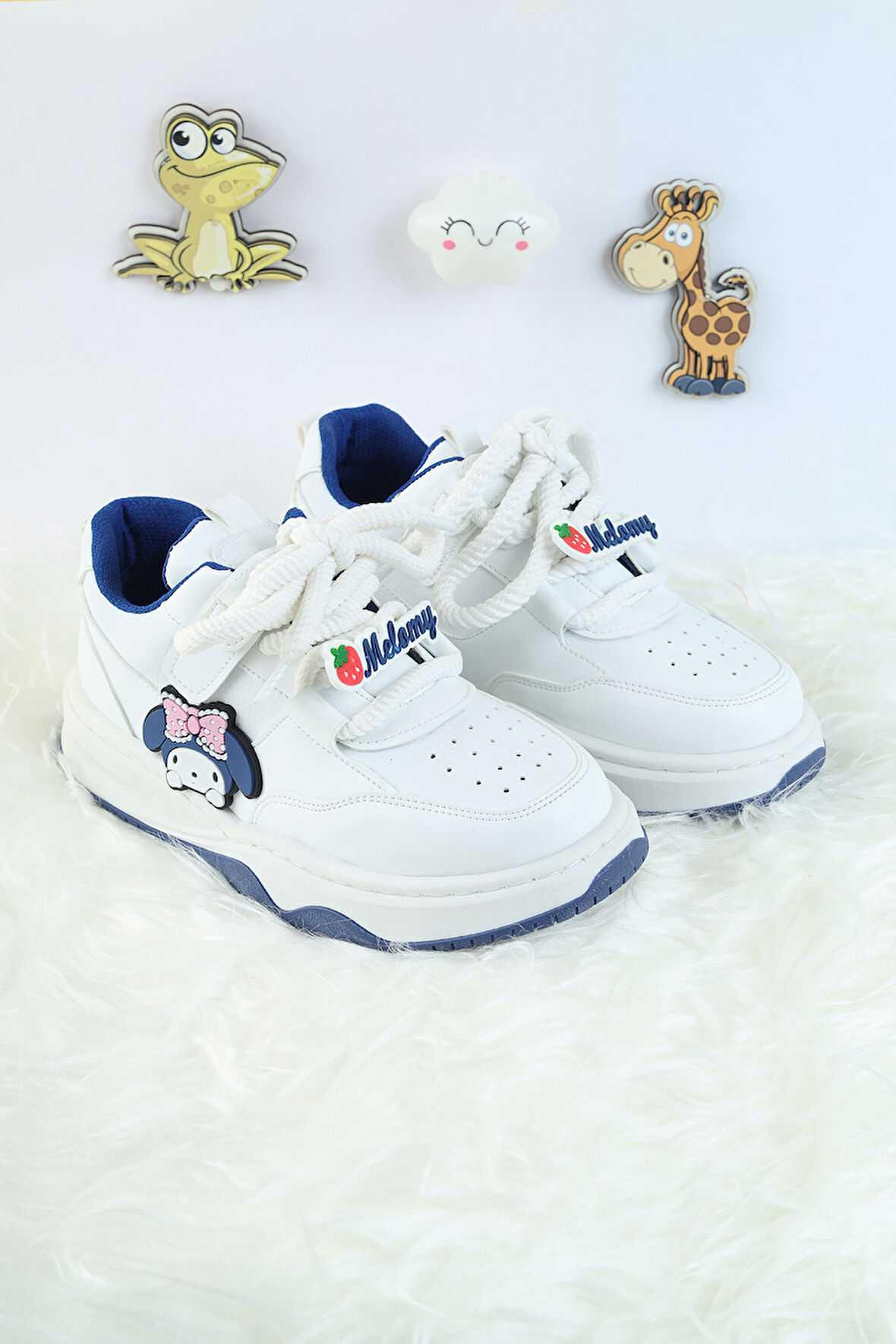 Unisex Çocuk Spor Ayakkabı Kuromi Spor Ayakkabı Özel Tasarım BaĞçıklı ve Cırtlı Çocuk Sneaker Spor