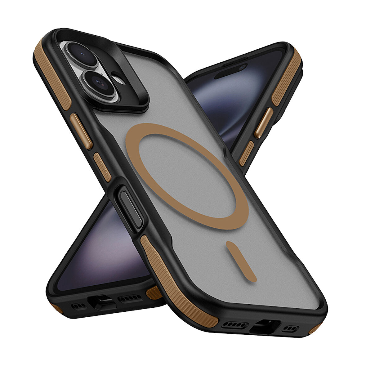 iPhone 16 Plus Kılıf M-safe Şarj Özellikli Renkli Kenar Airbag Şeritli Lamer Kılıf