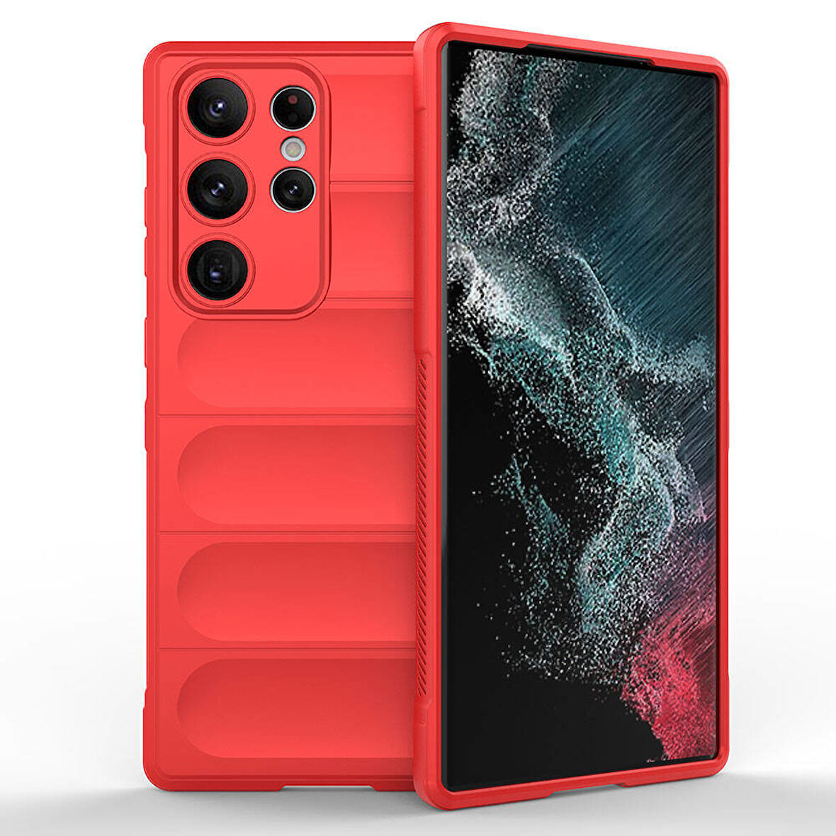 Galaxy S23 Ultra Kılıf Esnek TPU Oyuklu Arka Yüzey Tasarımlı Etnik Silikon Kılıf