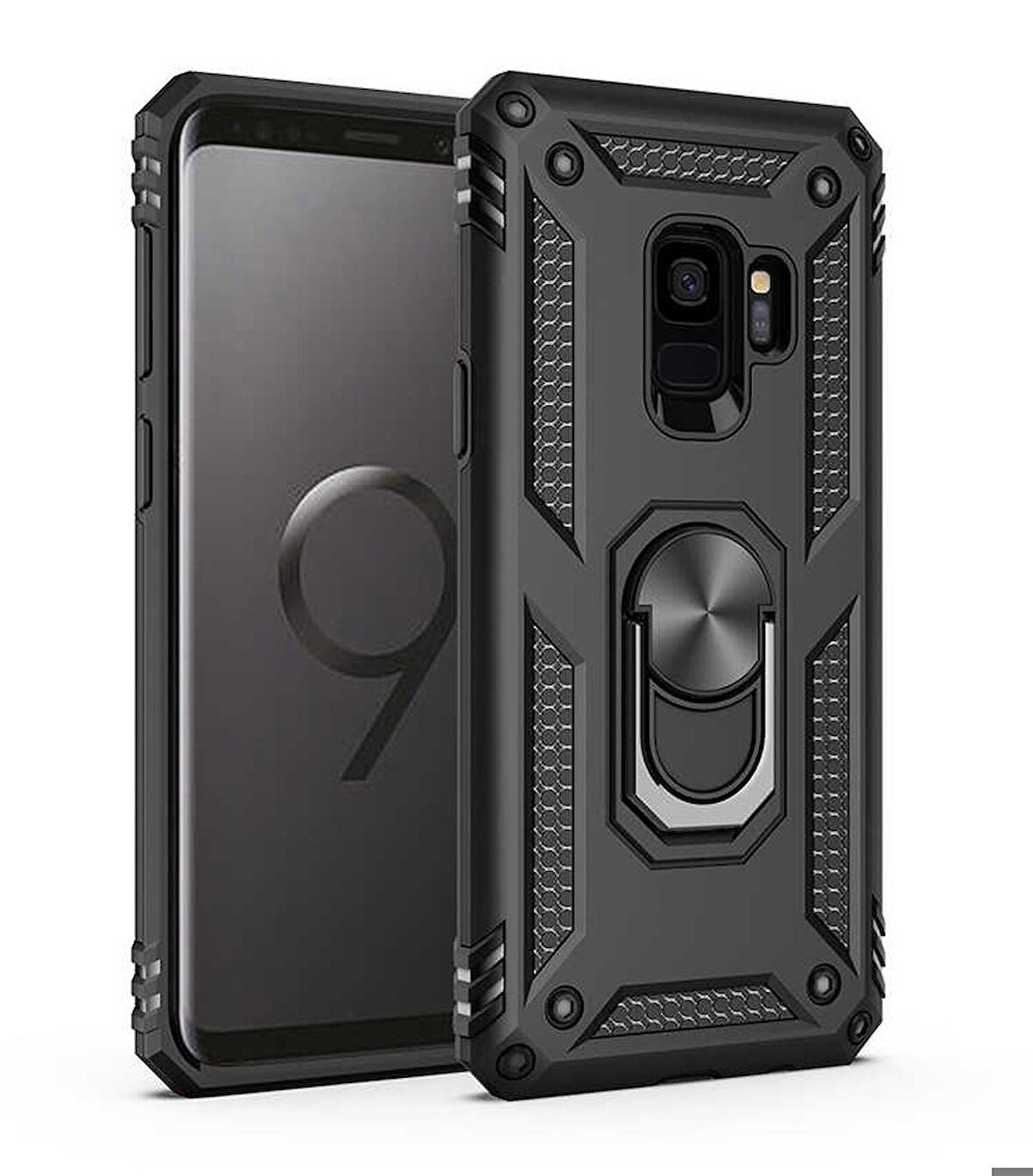 Galaxy S9 Kılıf Zore Vega Yüzüklü Standlı Zırh Kılıf