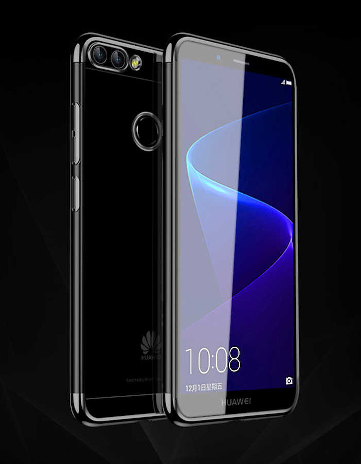 Huawei P Smart Kılıf Dört Köşeli Lazer Silikon Kılıf