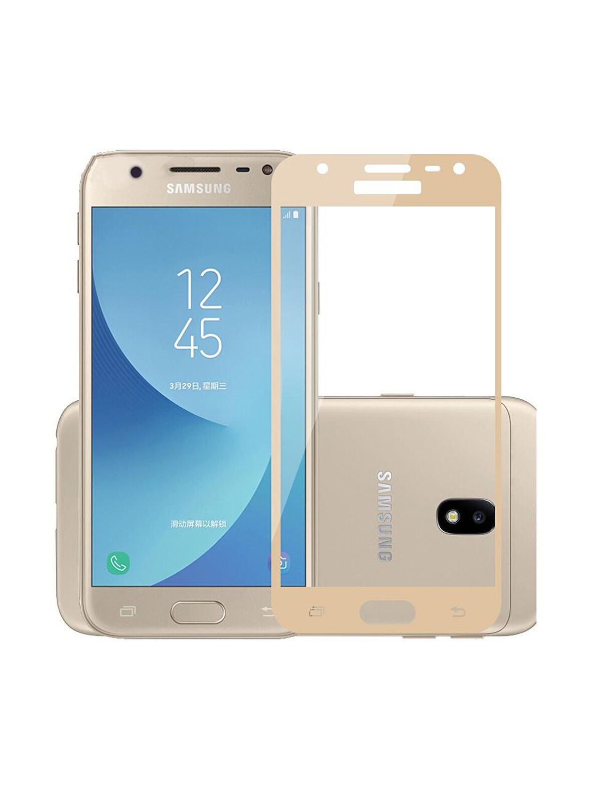 Galaxy J3 Pro Ekran Koruyucu Ekranı Tam Kaplayan Düz Cam Ekran Koruyucu