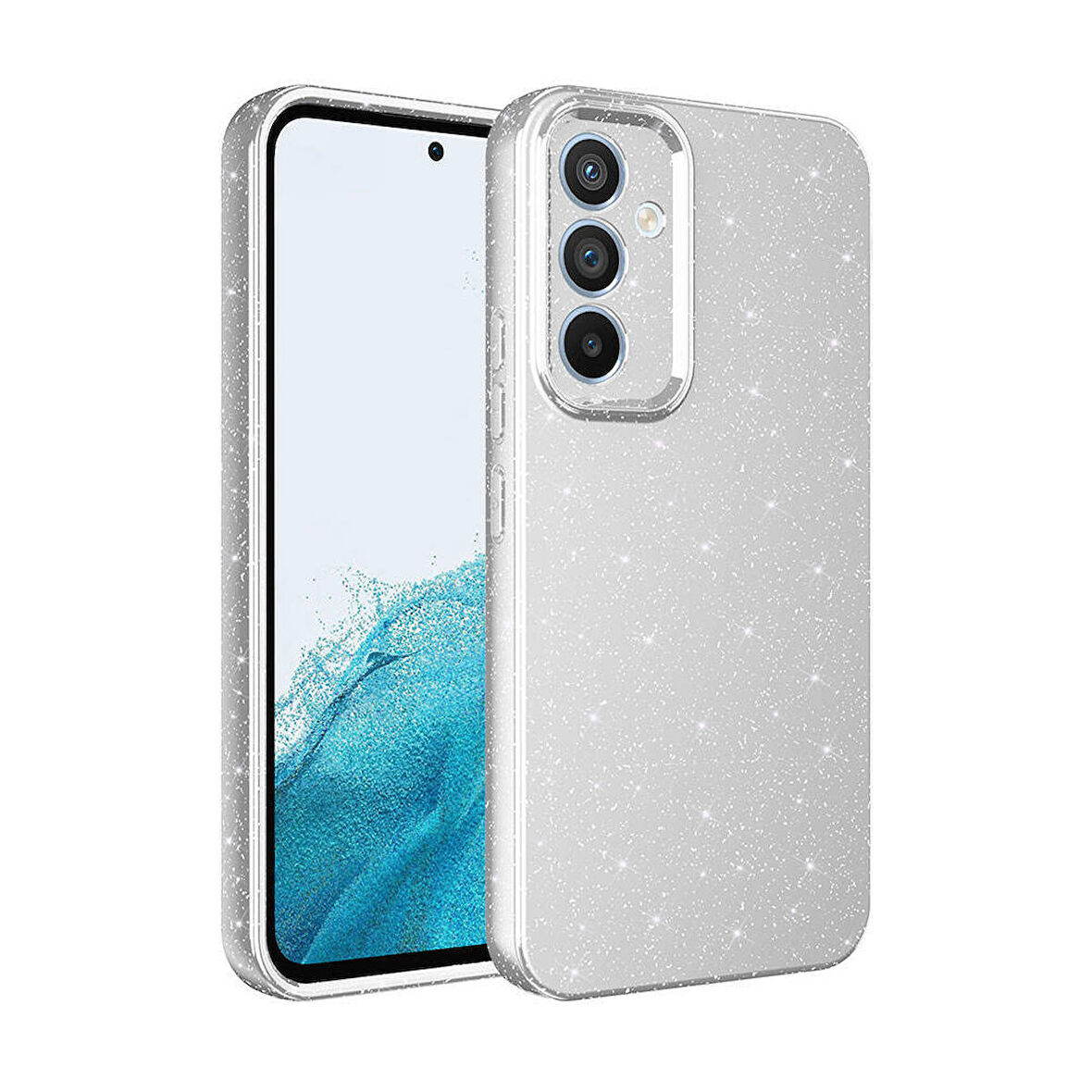 Galaxy S24 Kılıf Kamera Korumalı Simli Lüks Koton Kılıf