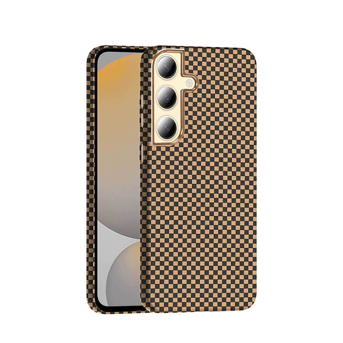 Galaxy S24 Kılıf M-safe Şarj Özellikli Karbon Fiber Görünümlü Gros Kılıf Desert Titanyum