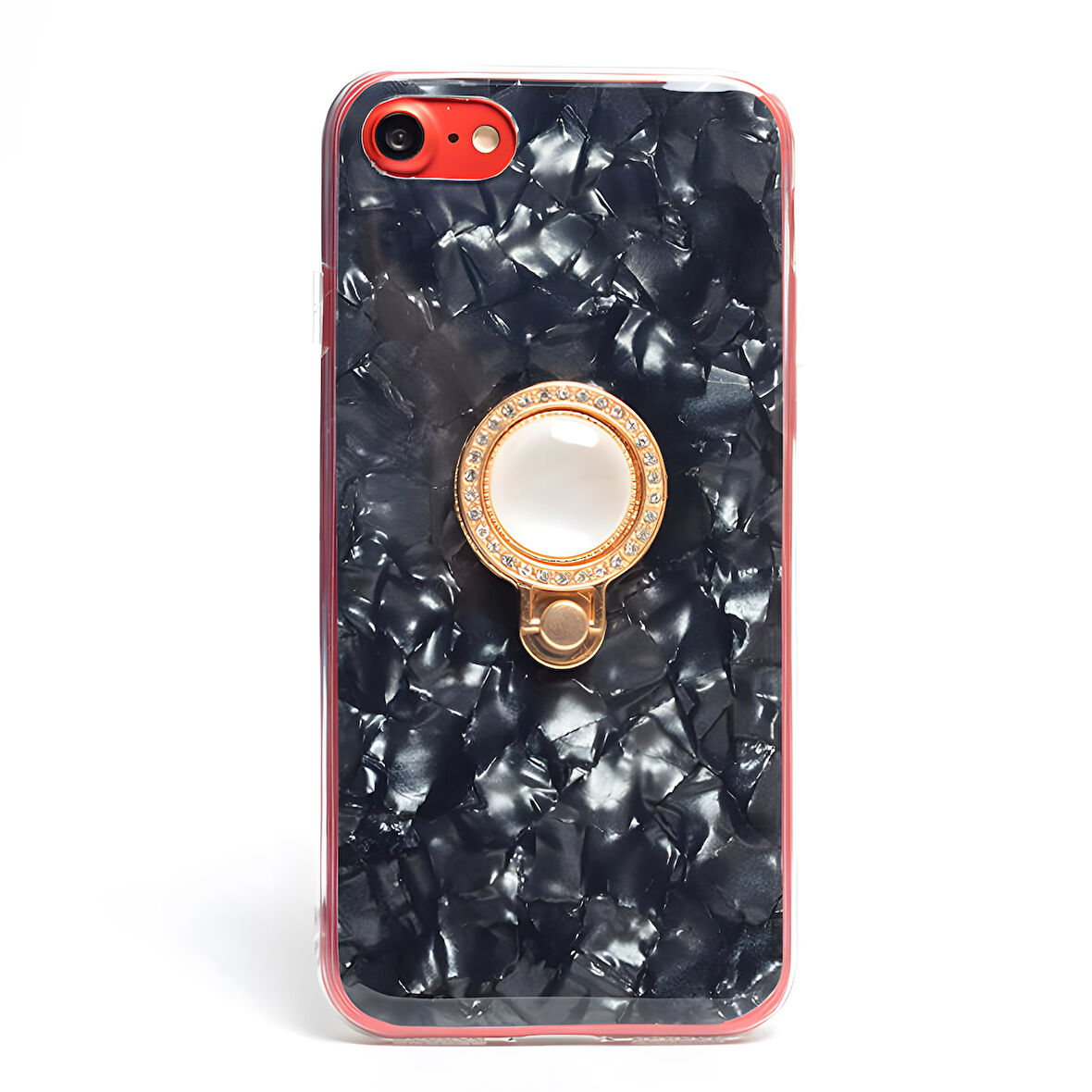 iPhone 7 / 8 / SE 2020 / SE 2022 Kılıf Parlak Mermer Desenli Yüzüklü Vista Silikon Kılıf