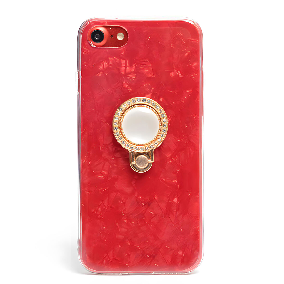 iPhone 7 / 8 / SE 2020 / SE 2022 Kılıf Parlak Mermer Desenli Yüzüklü Vista Silikon Kılıf