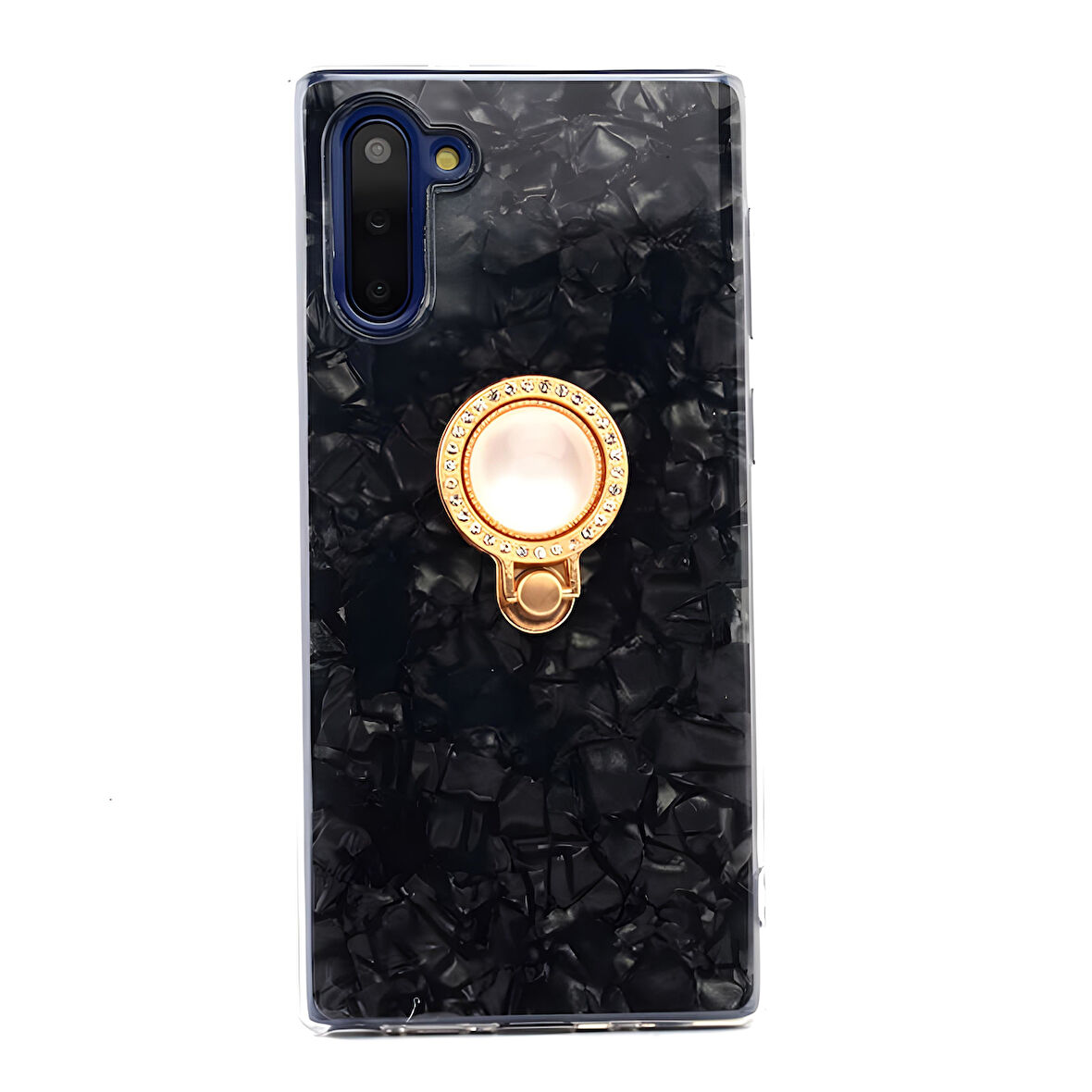 Galaxy Note 10 Kılıf Parlak Mermer Desenli Yüzüklü Vista Silikon Kılıf