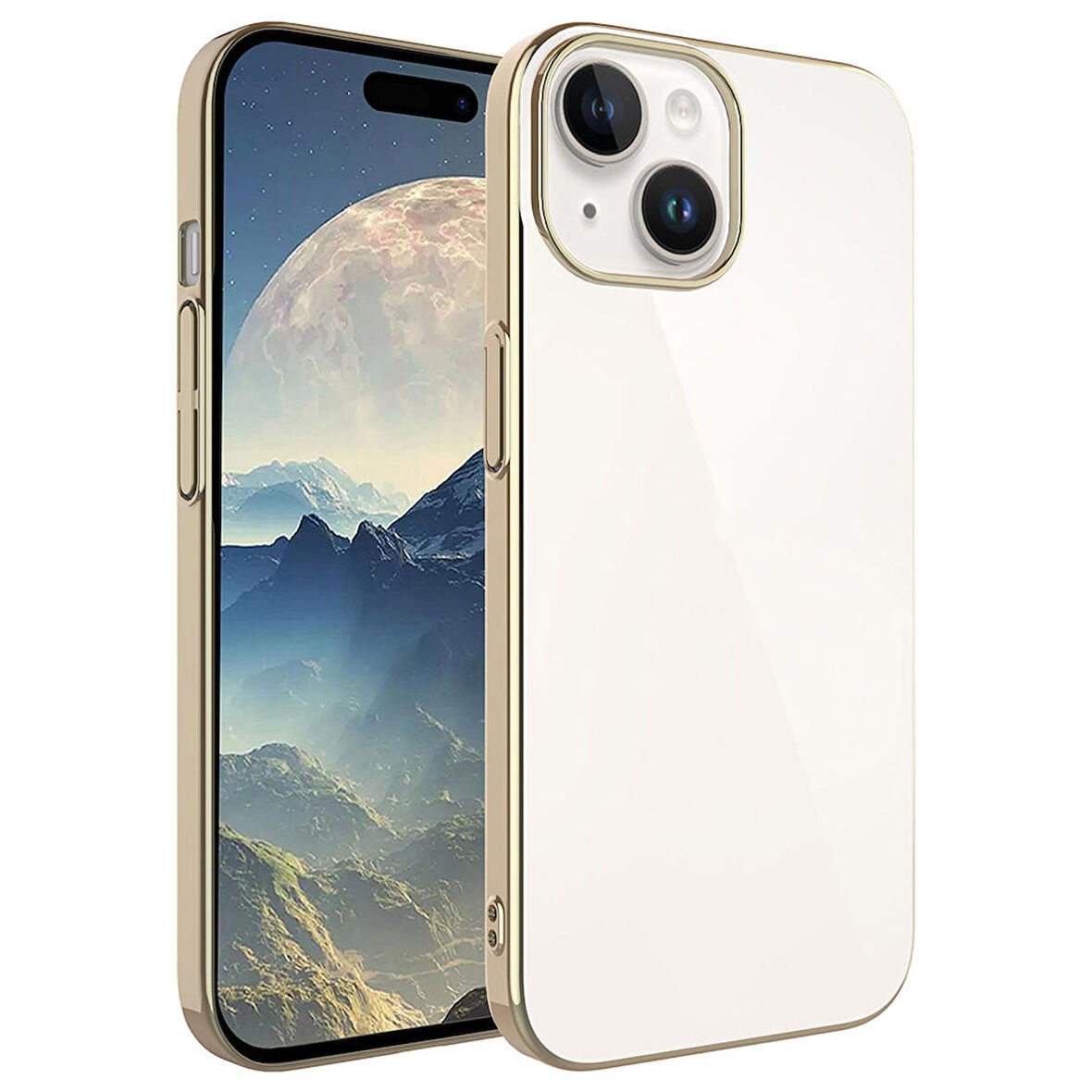 iPhone 15 Plus Kılıf Sert PC Renkli Çerçeveli Riksos Kılıf