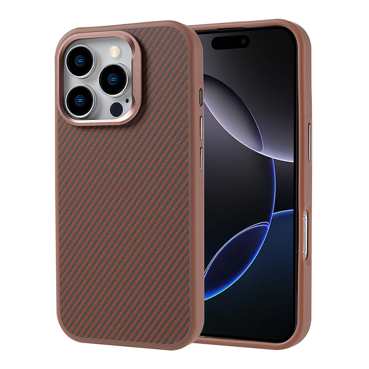 iPhone 16 Pro Kılıf Magsafe Şarj Özellikli Karbon Fiber Görünümlü Troy Kılıf
