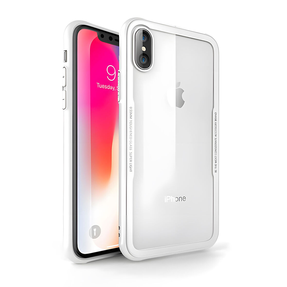iPhone X / İphone XS Kılıf Kenarları Silikon Arka Kısım Temperli Cam Craft Kılıf
