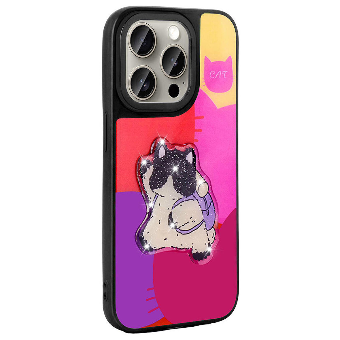 iPhone 15 Pro Max Kılıf Parlayan Kabartmalı İkonik Figürlü Amas Silikon Kılıf