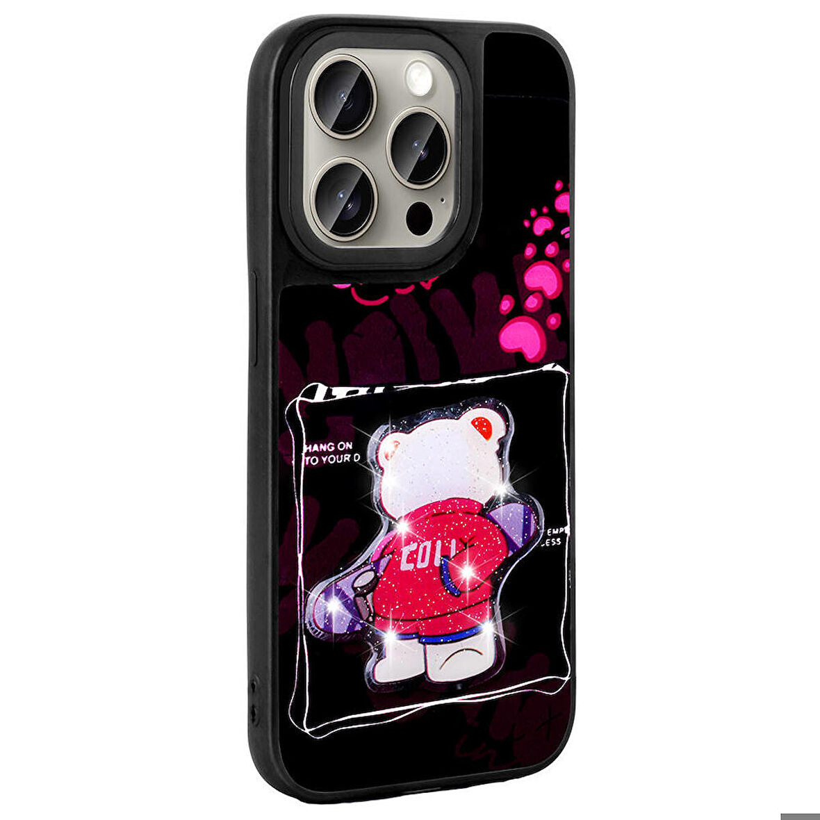 iPhone 15 Pro Max Kılıf Parlayan Kabartmalı İkonik Figürlü Amas Silikon Kılıf