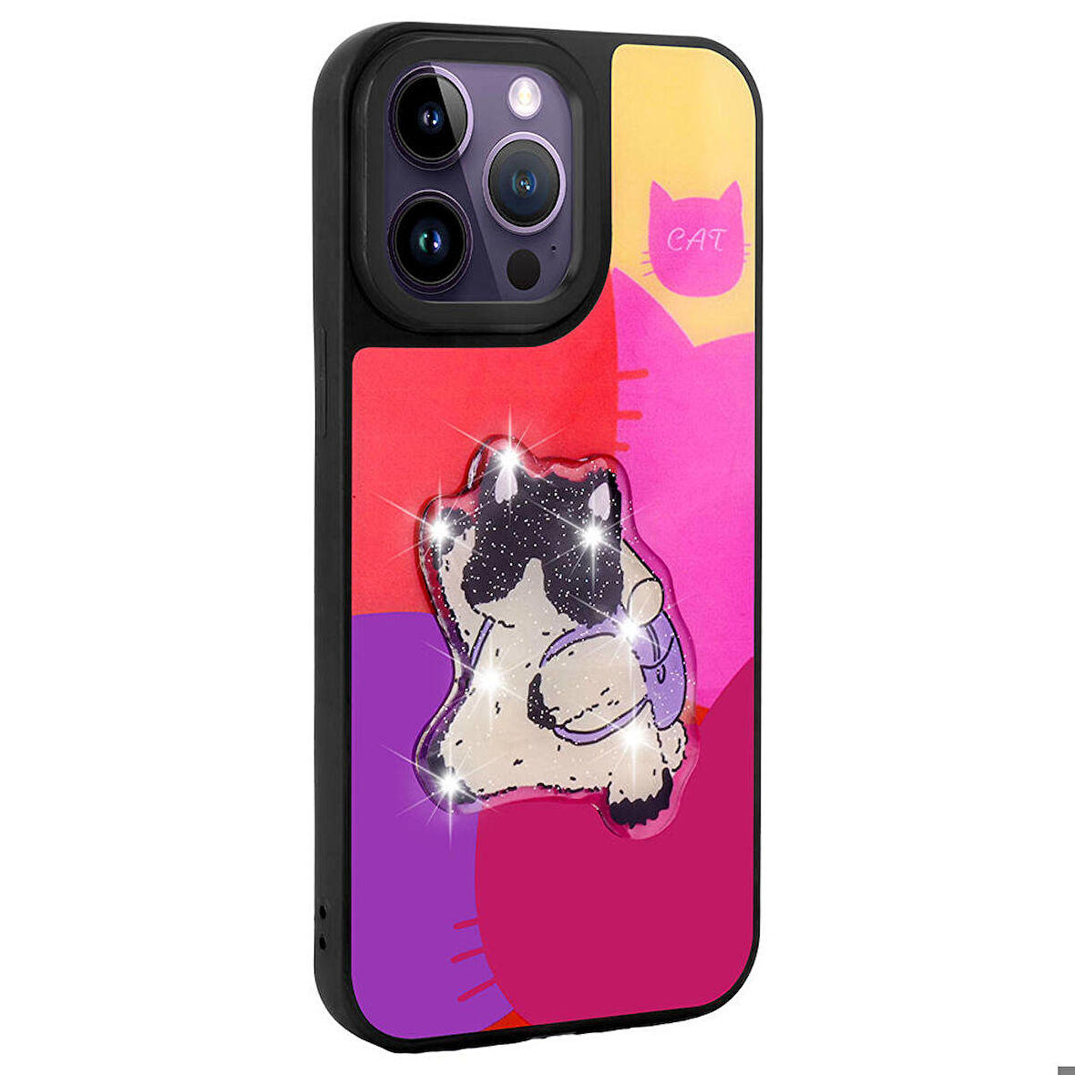 iPhone 14 Pro Max Kılıf Parlayan Kabartmalı İkonik Figürlü Amas Silikon Kılıf