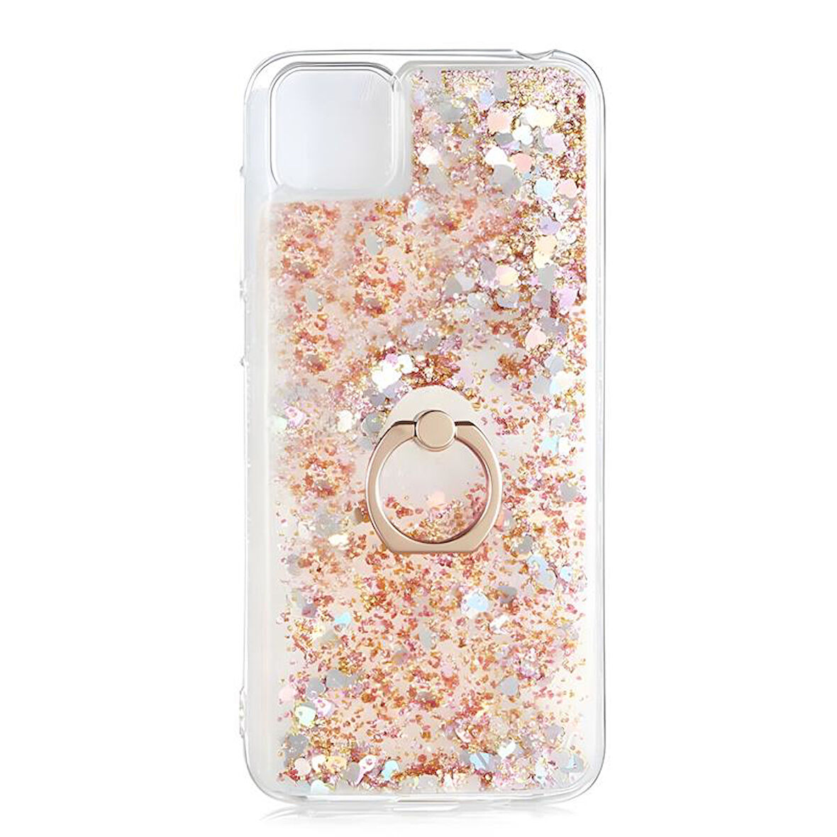 Huawei Y5P Kılıf Milce Simli Pullu Yüzüklü Kılıf