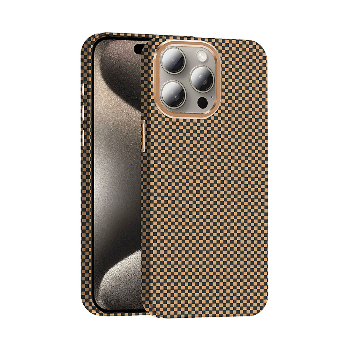 iPhone 15 Pro Max Kılıf M-safe Şarj Özellikli Karbon Fiber Görünümlü Gros Kılıf