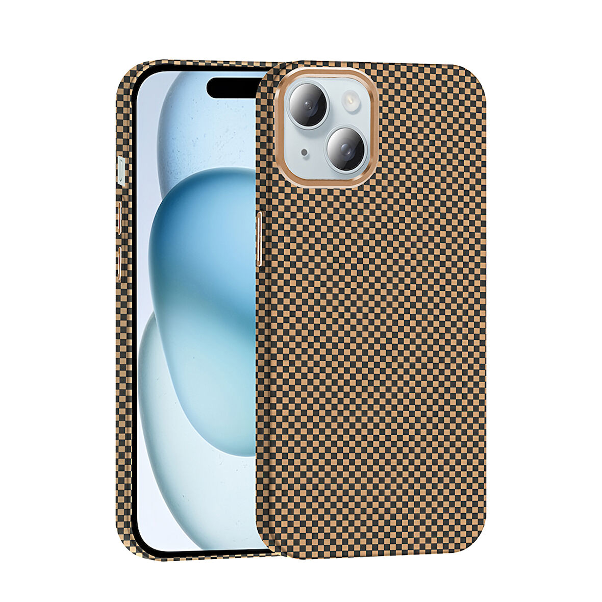 iPhone 15 Kılıf M-safe Şarj Özellikli Karbon Fiber Görünümlü Gros Kılıf