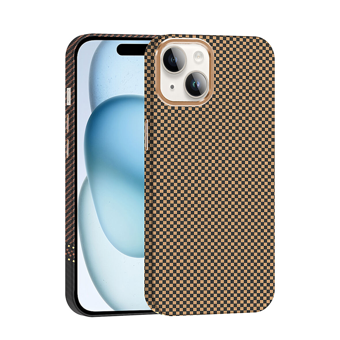 iPhone 13 Kılıf M-safe Şarj Özellikli Karbon Fiber Görünümlü Gros Kılıf