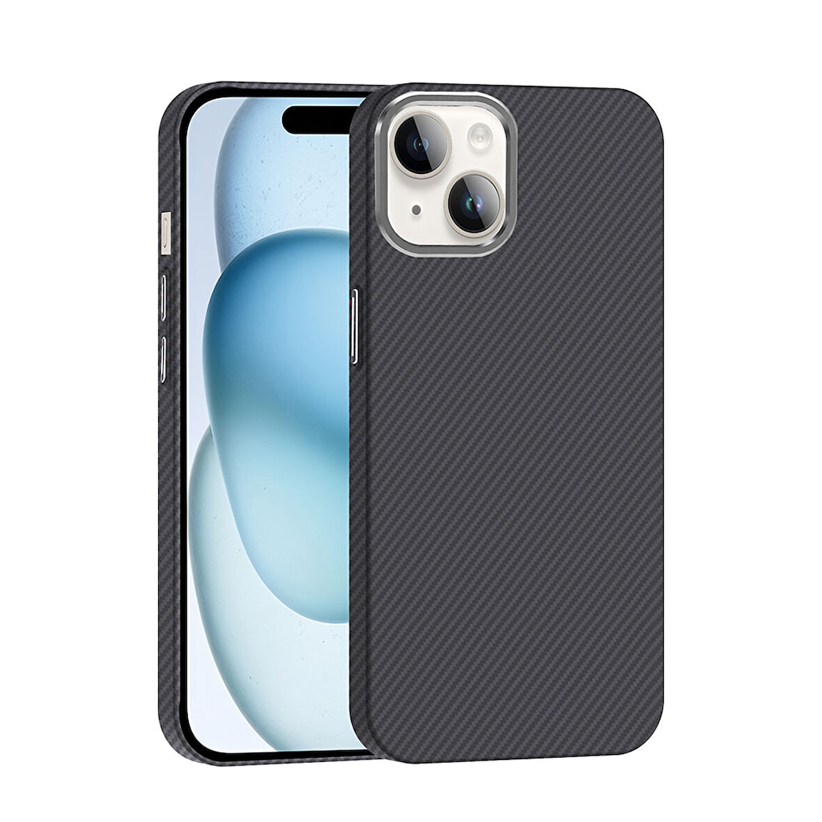 iPhone 13 Kılıf M-safe Şarj Özellikli Karbon Fiber Görünümlü Gros Kılıf