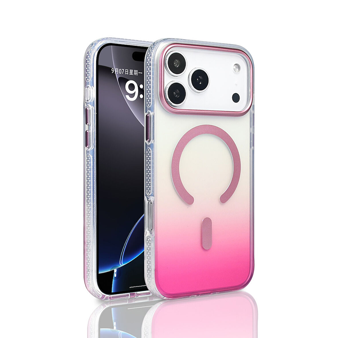 iPhone 17 Pro Max Kılıf M-safe Şarj Özellikli Transparan Renk Geçişli Toros Kılıf