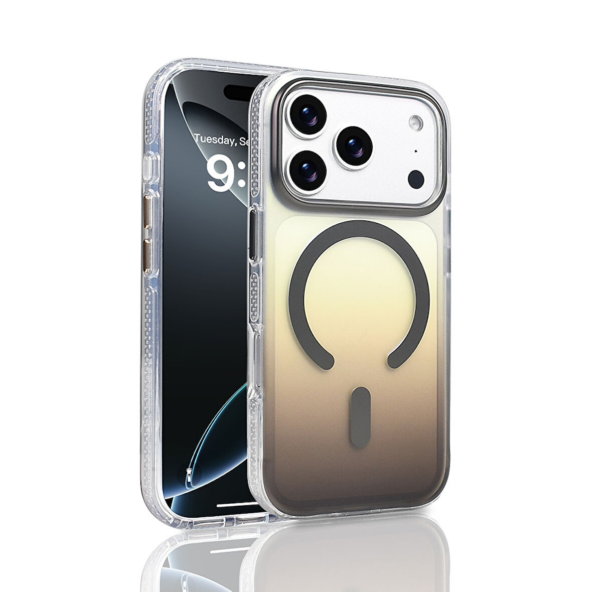 iPhone 17 Pro Kılıf M-safe Şarj Özellikli Transparan Renk Geçişli Toros Kılıf